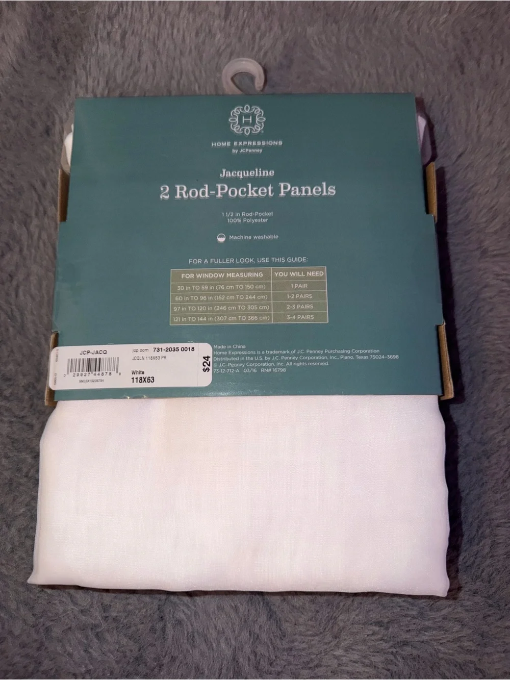 Expressions Sheer Rod-Pocket Curtain Panels - White (2-Pack) NWT